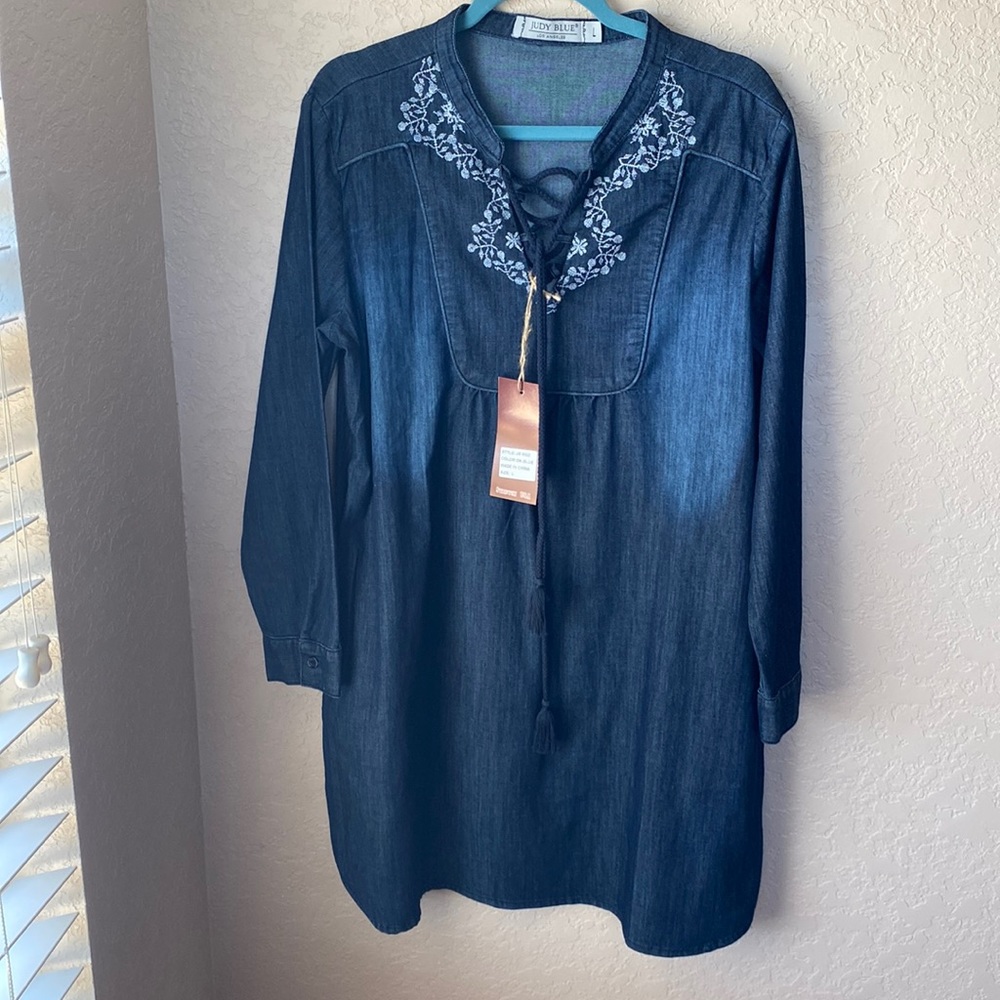 Judy blue, blue jean dress, NWT, Large